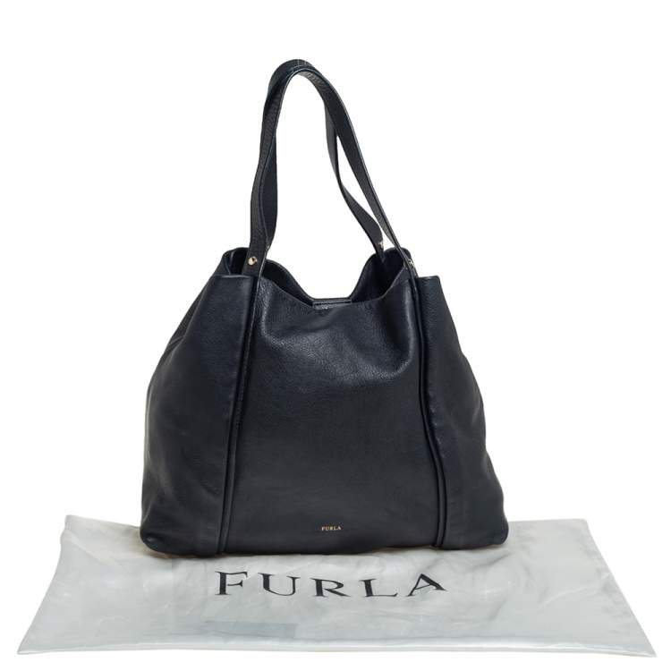 Pre Owned Furla Black Soft Leather Tote