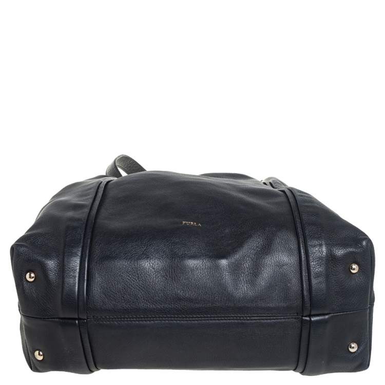 Pre Owned Furla Black Soft Leather Tote