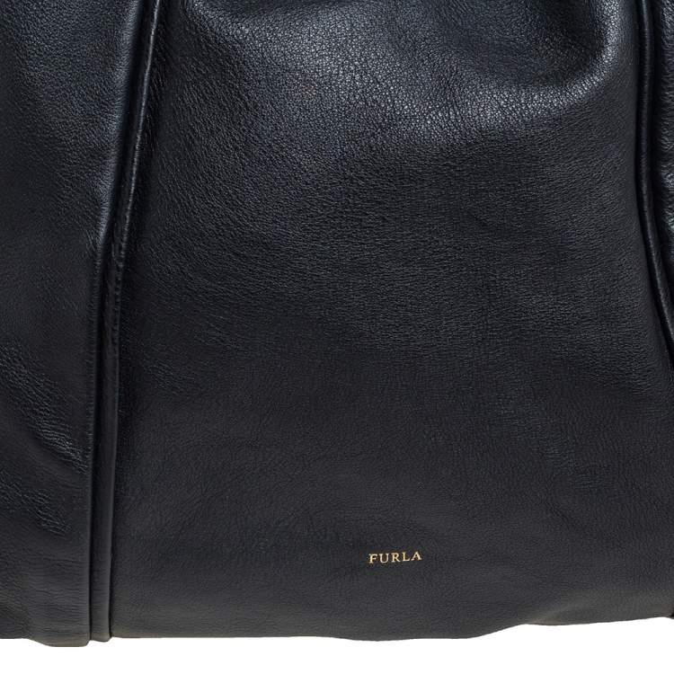 Pre Owned Furla Black Soft Leather Tote