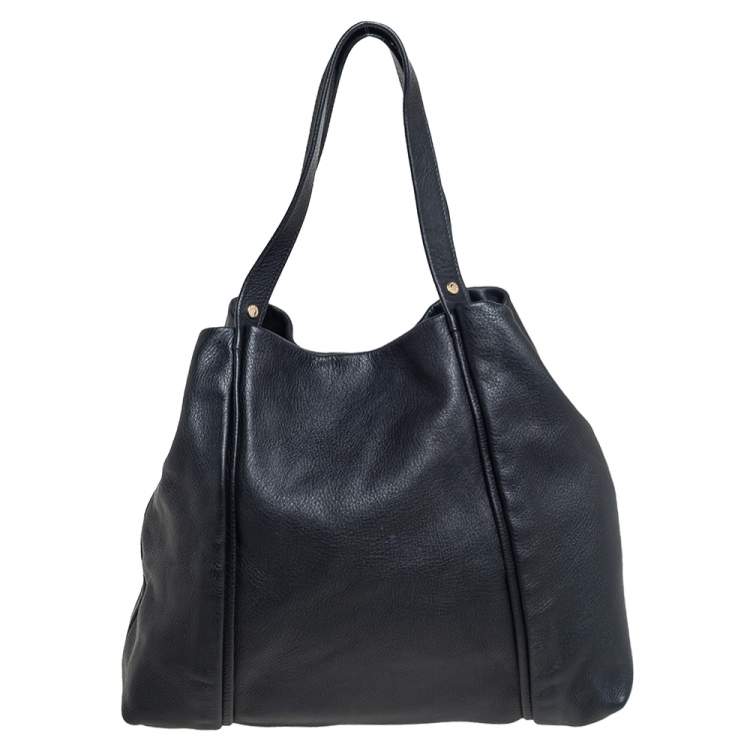 Pre Owned Furla Black Soft Leather Tote
