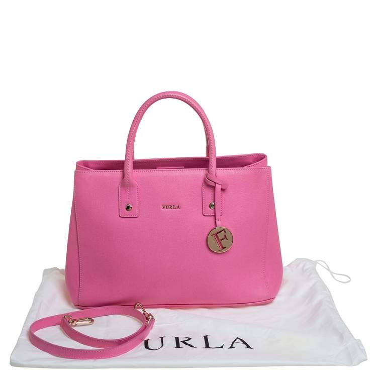 Pre Owned Furla Pink Leather Linda Tote