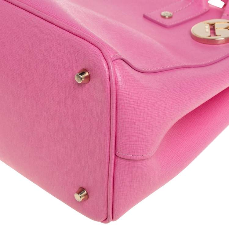 Pre Owned Furla Pink Leather Linda Tote