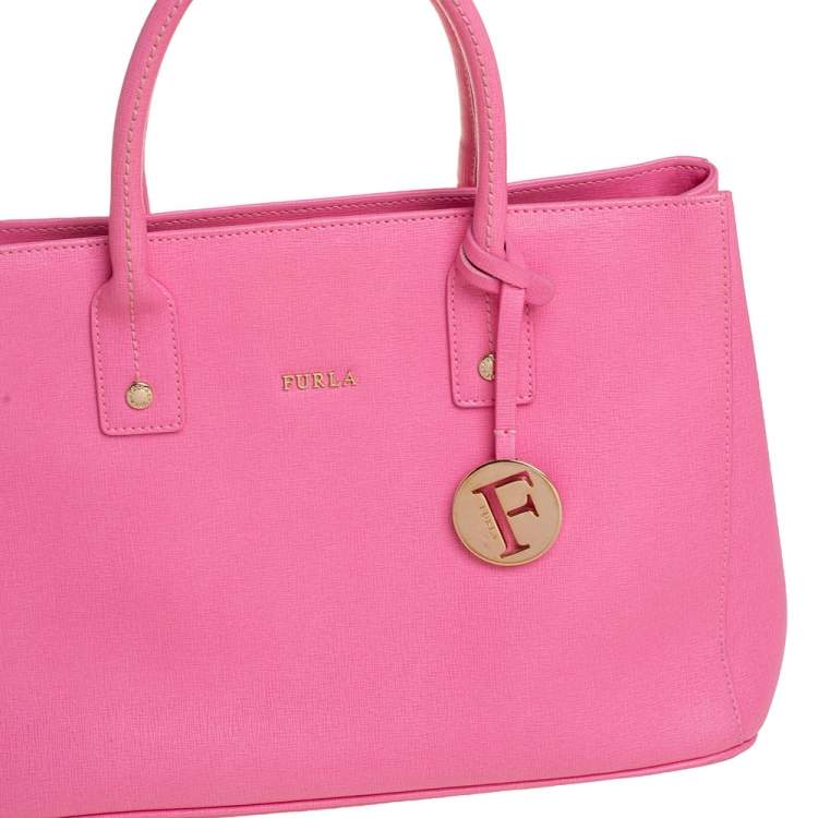 Pre Owned Furla Pink Leather Linda Tote