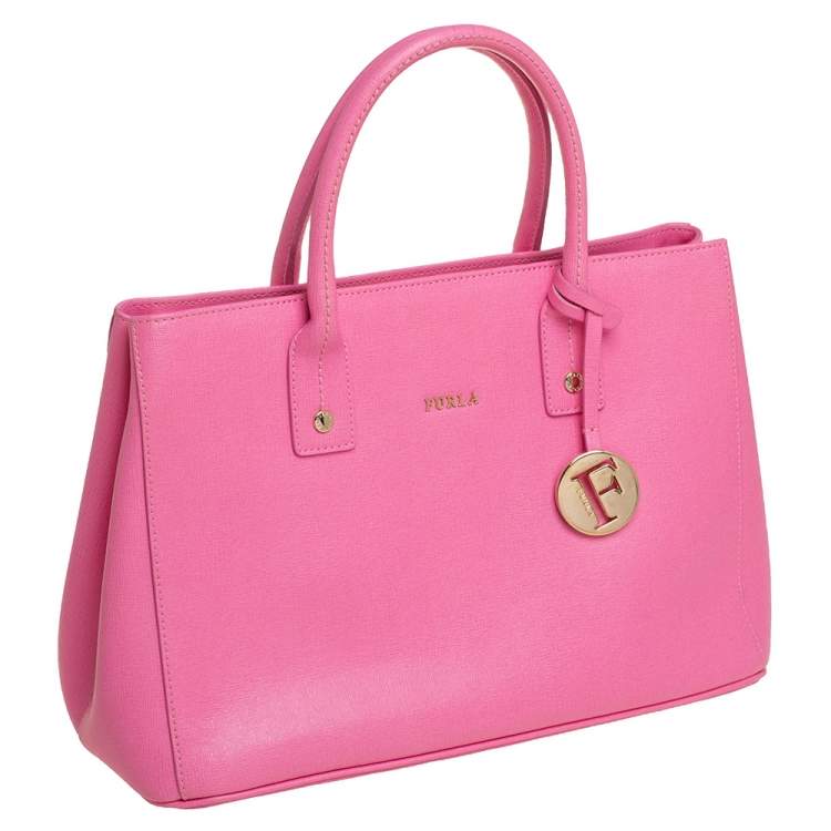 Pre Owned Furla Pink Leather Linda Tote