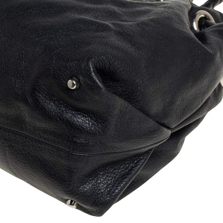 Pre Owned Furla Black Leather Braided Handle Tote 