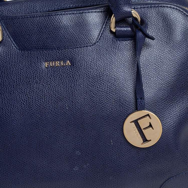 Pre Owned Furla Navy Blue Leather Tessa Satchel