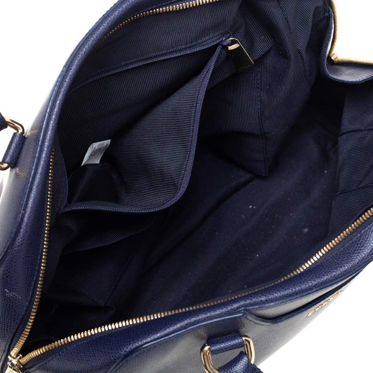 Pre Owned Furla Navy Blue Leather Tessa Satchel