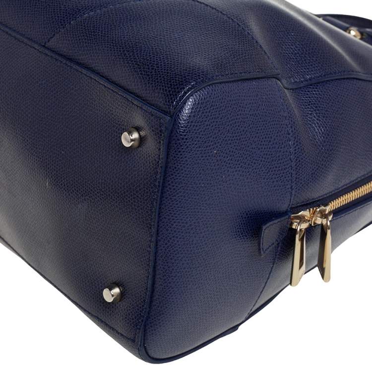 Pre Owned Furla Navy Blue Leather Tessa Satchel