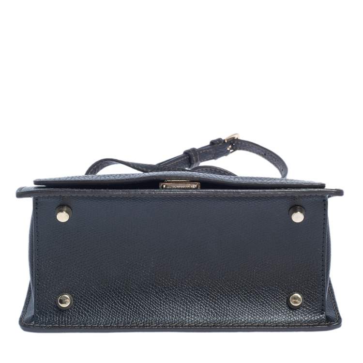 Pre Owned Furla Black Textured Leather Small Crossbody Bag