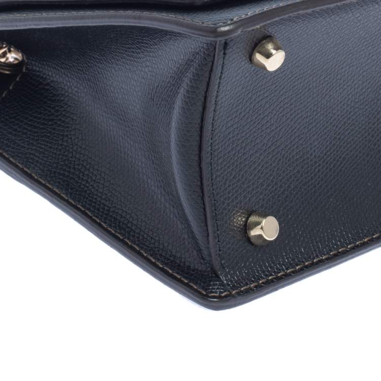 Pre Owned Furla Black Textured Leather Small Crossbody Bag