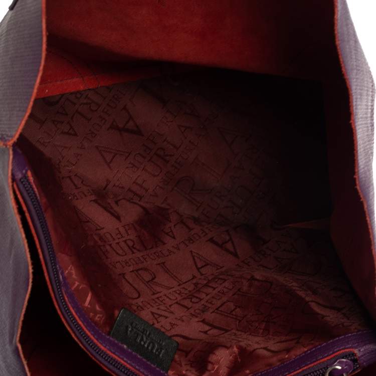Pre Owned Furla Purple Leather Medium Tote