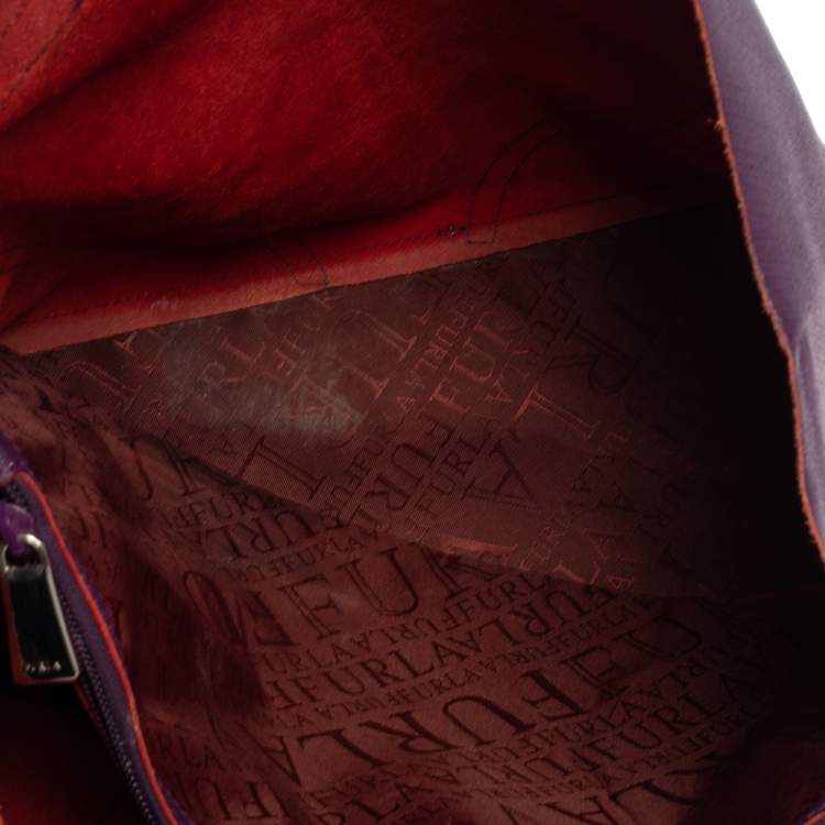 Pre Owned Furla Purple Leather Medium Tote