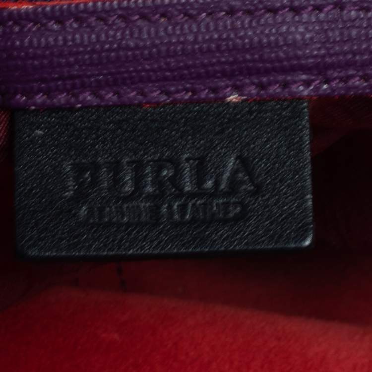 Pre Owned Furla Purple Leather Medium Tote