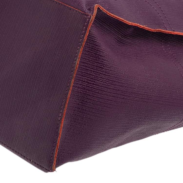 Pre Owned Furla Purple Leather Medium Tote