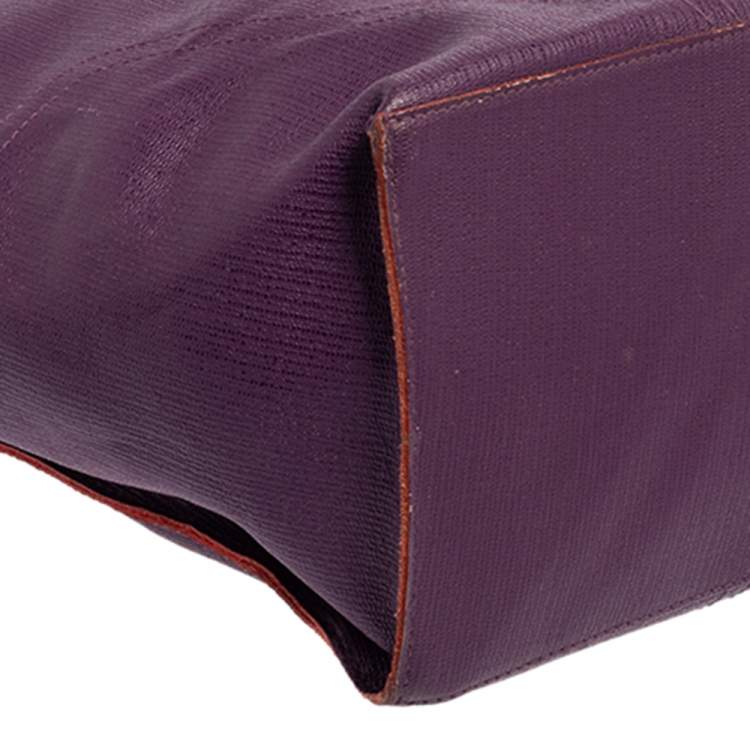 Pre Owned Furla Purple Leather Medium Tote