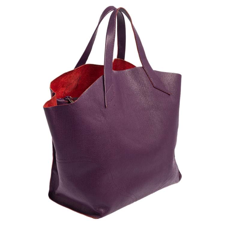 Pre Owned Furla Purple Leather Medium Tote