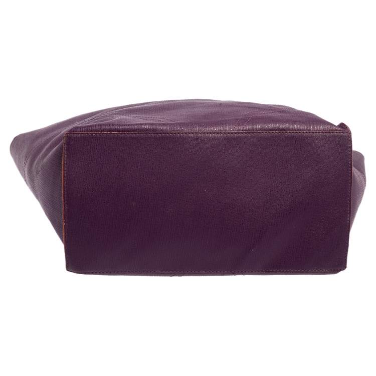 Pre Owned Furla Purple Leather Medium Tote