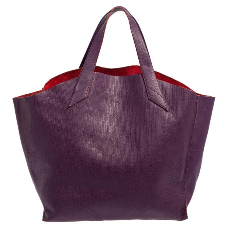 Pre Owned Furla Purple Leather Medium Tote