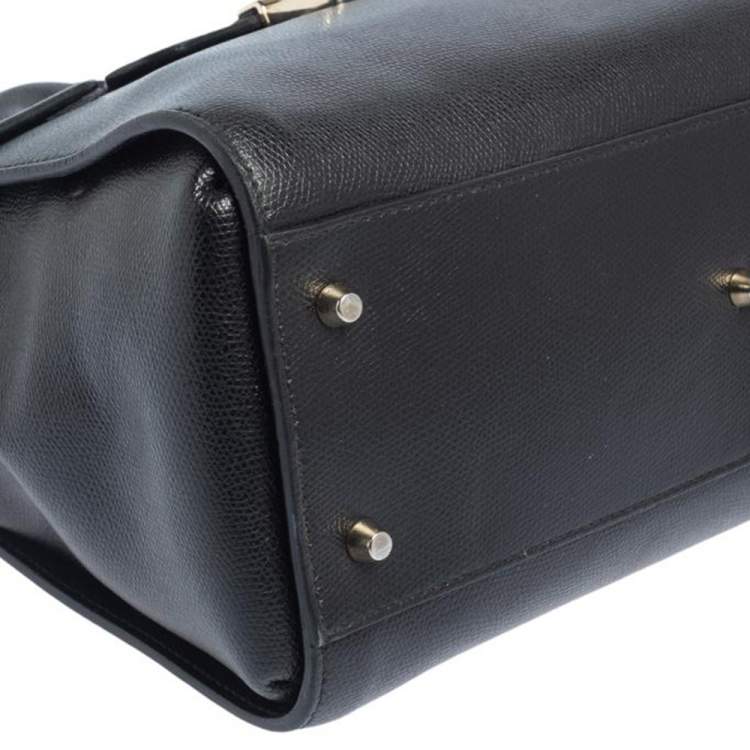 Pre Owned Furla Black Leather Large Metropolis Tote