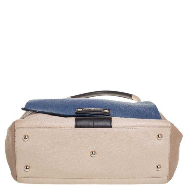 Pre Owned Furla Multicolor Leather Flap Top Handle Bag