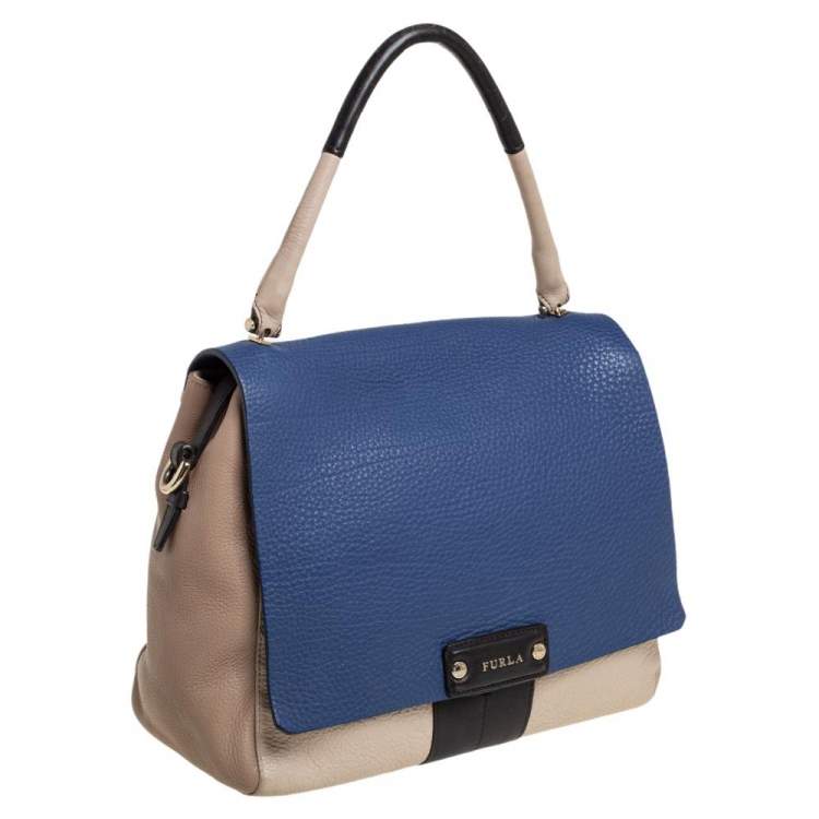 Pre Owned Furla Multicolor Leather Flap Top Handle Bag