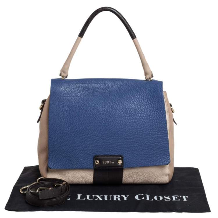 Pre Owned Furla Multicolor Leather Flap Top Handle Bag