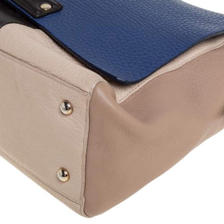 Pre Owned Furla Multicolor Leather Flap Top Handle Bag