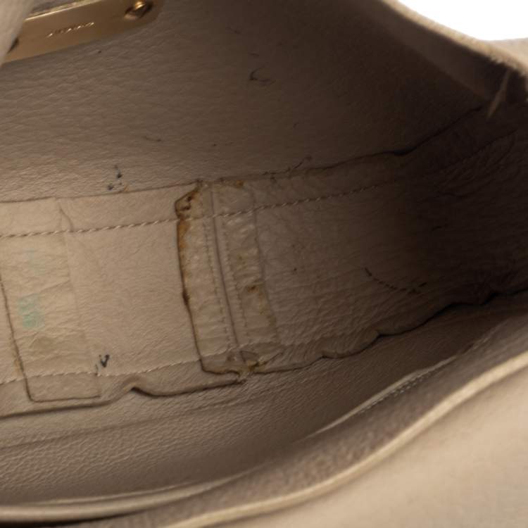 Pre Owned Furla Taupe Grained Leather Club Crossbody Bag