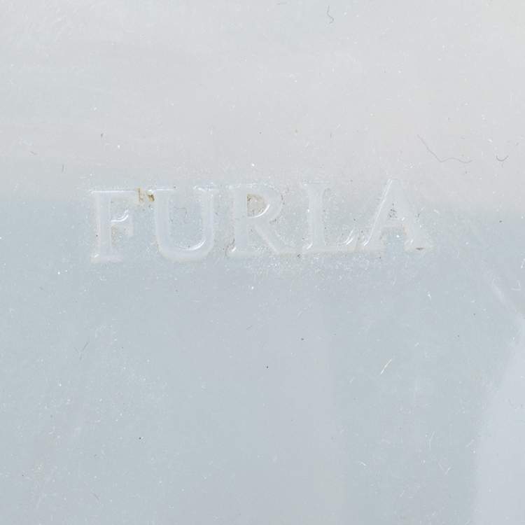 Pre Owned Furla Beige/Mint Green Rubber and Leather Candy Flap Satchel