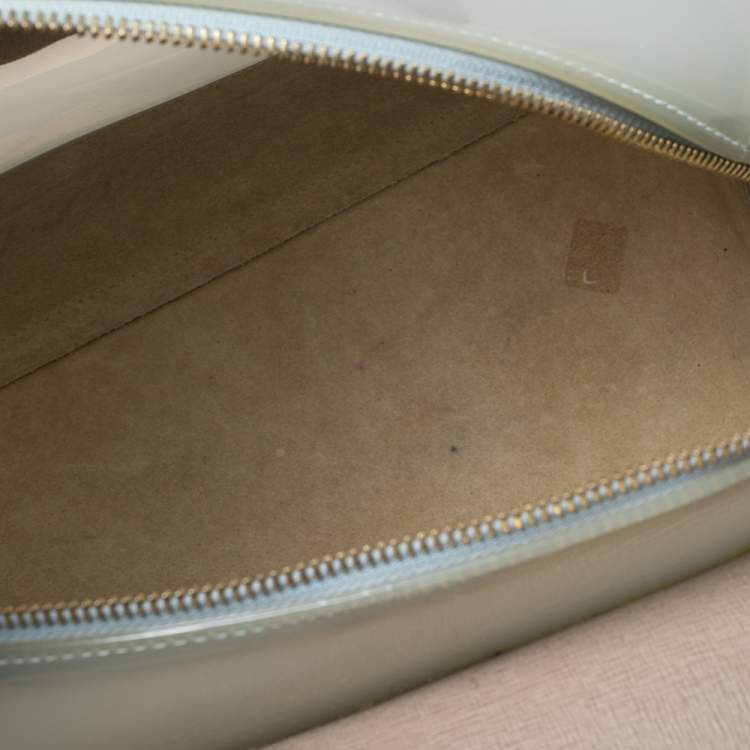 Pre Owned Furla Beige/Mint Green Rubber and Leather Candy Flap Satchel
