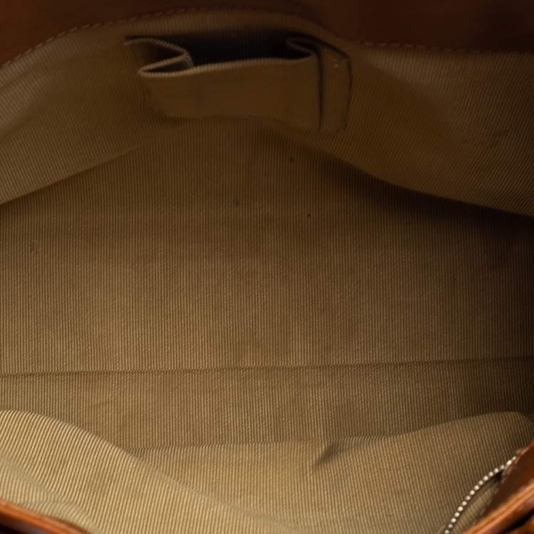 Pre Owned Furla Tan Leather Turn Lock Tote