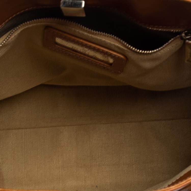 Pre Owned Furla Tan Leather Turn Lock Tote