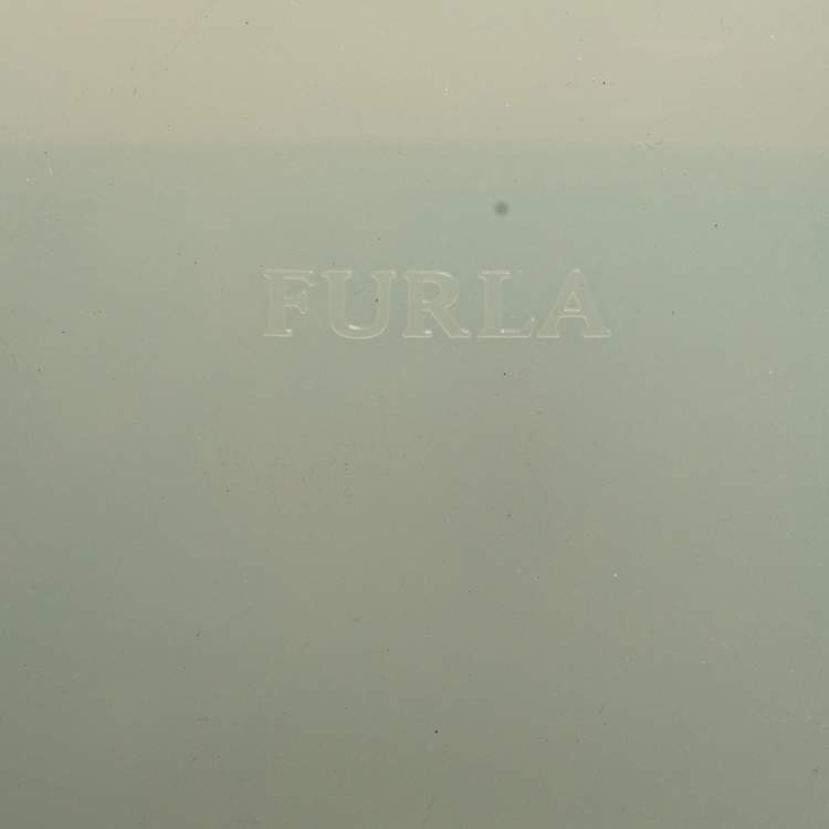 Pre Owned Furla Grey/Black Rubber and Python Embossed Leather Medium Candy Satchel