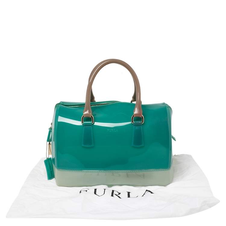 Pre Owned Furla Green/Grey PVC Candy Satchel