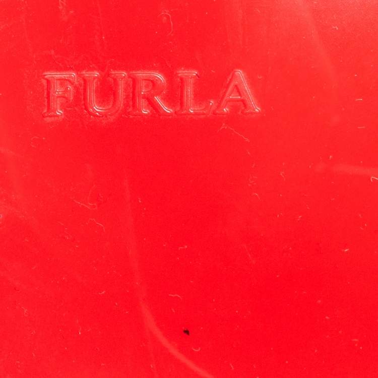 Pre Owned Furla Red Rubber Medium Candy Satchel
