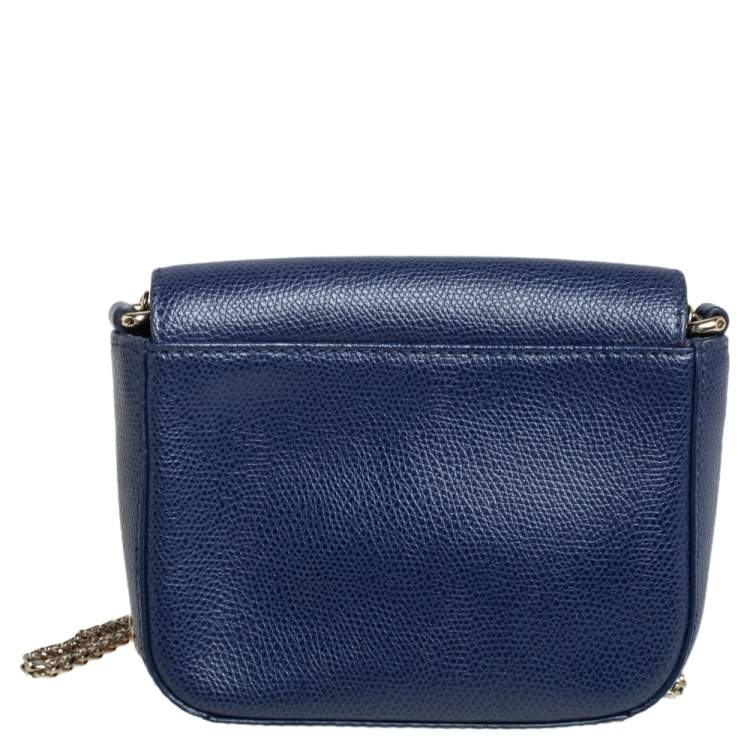 Pre Owned Furla Blue Leather Micro Metropolis Shoulder Bag
