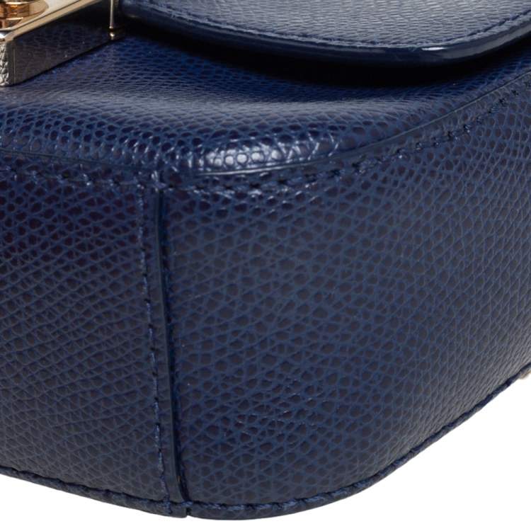 Pre Owned Furla Blue Leather Micro Metropolis Shoulder Bag