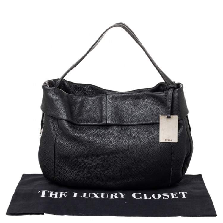 Pre Owned Furla Black Leather Hobo