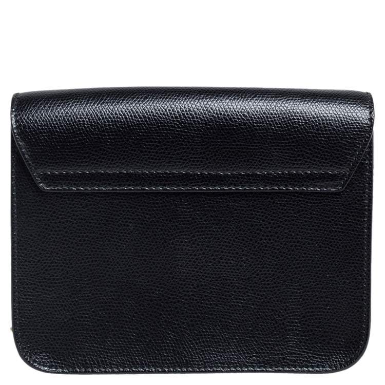 Pre Owned Furla Black Leather Mini Metropolis Chain Crossbody Bag