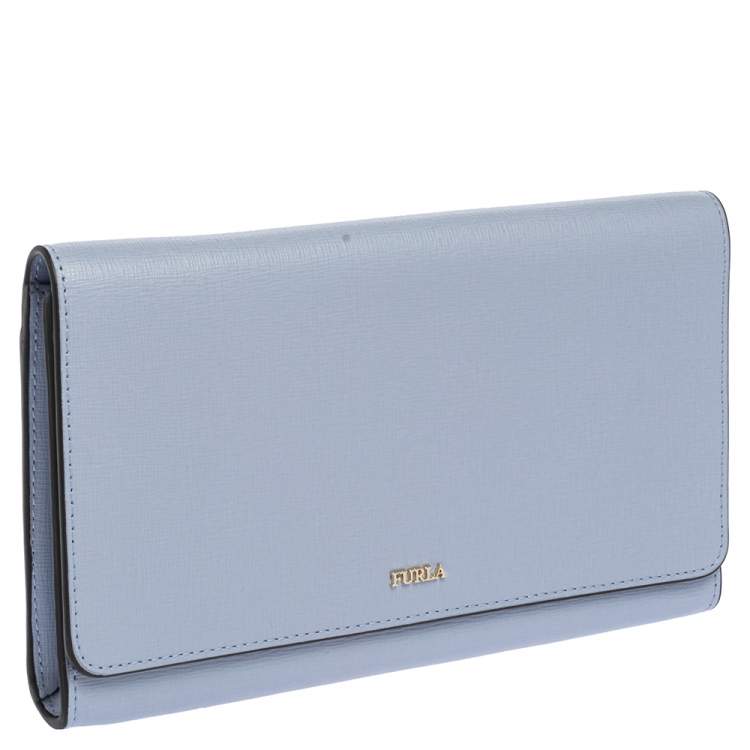 Pre Owned Furla Blue Leather Allegra Flap Clutch