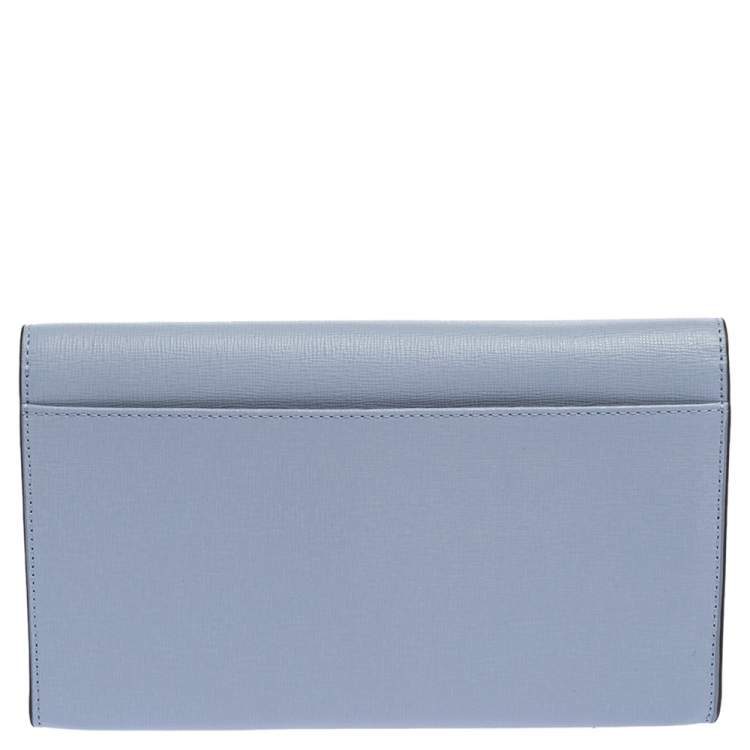Pre Owned Furla Blue Leather Allegra Flap Clutch