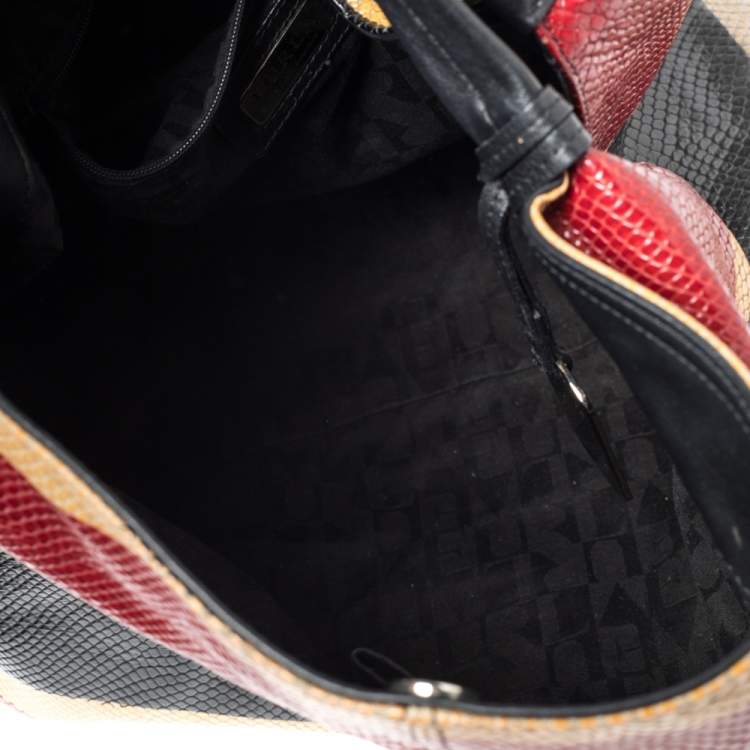 Pre Owned Furla Multicolor Python Embossed Leather Hobo