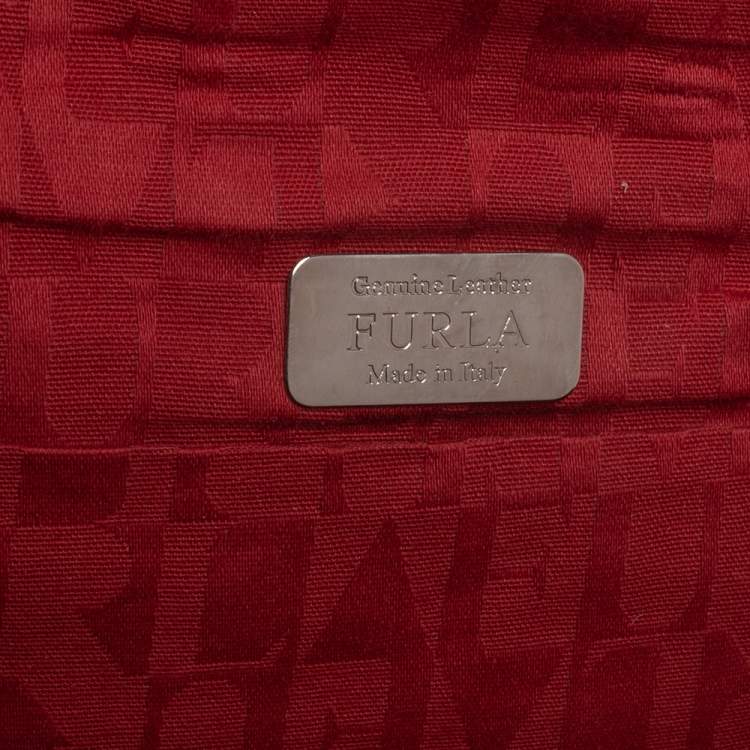 Pre Owned Furla Red Leather Bow Clutch