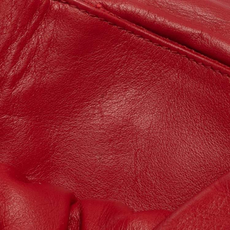 Pre Owned Furla Red Leather Bow Clutch