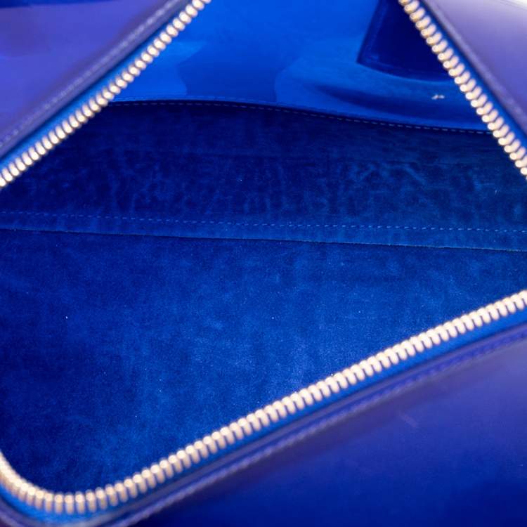 مملوكة مسبقًا Furla Blue Rubber and Croc Embossed Leather Medium Candy Satchel