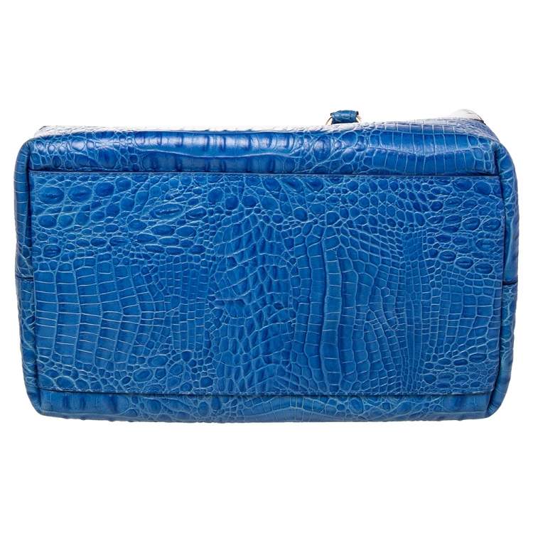 مملوكة مسبقًا Furla Blue Rubber and Croc Embossed Leather Medium Candy Satchel
