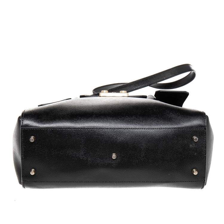 Pre Owned Furla Black Leather Metropolis Tote