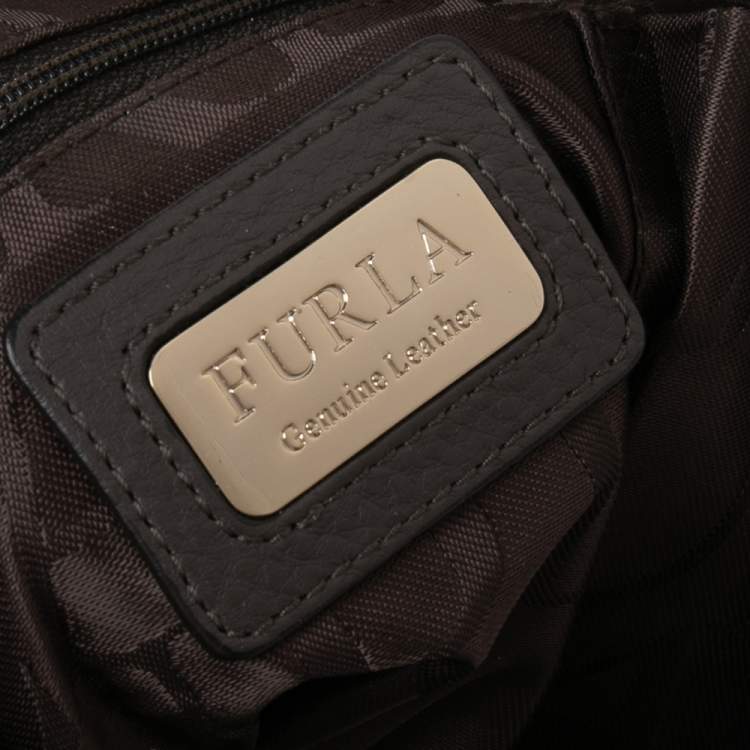 Pre Owned Furla Two Tone Brown Leather Top Zip Hobo