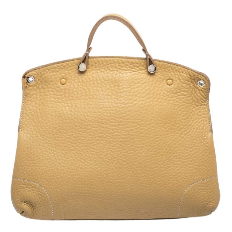 Pre Owned Furla Yellow Leather Piper Top Handle Bag