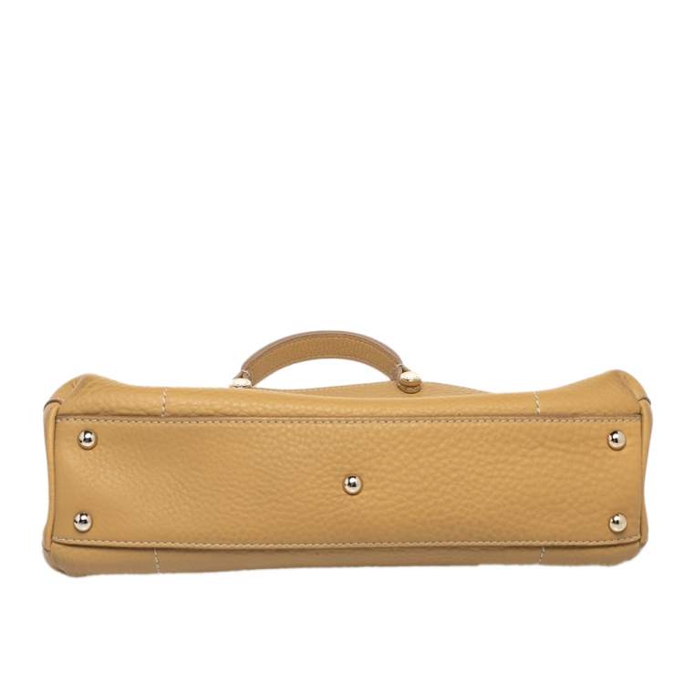 Pre Owned Furla Yellow Leather Piper Top Handle Bag